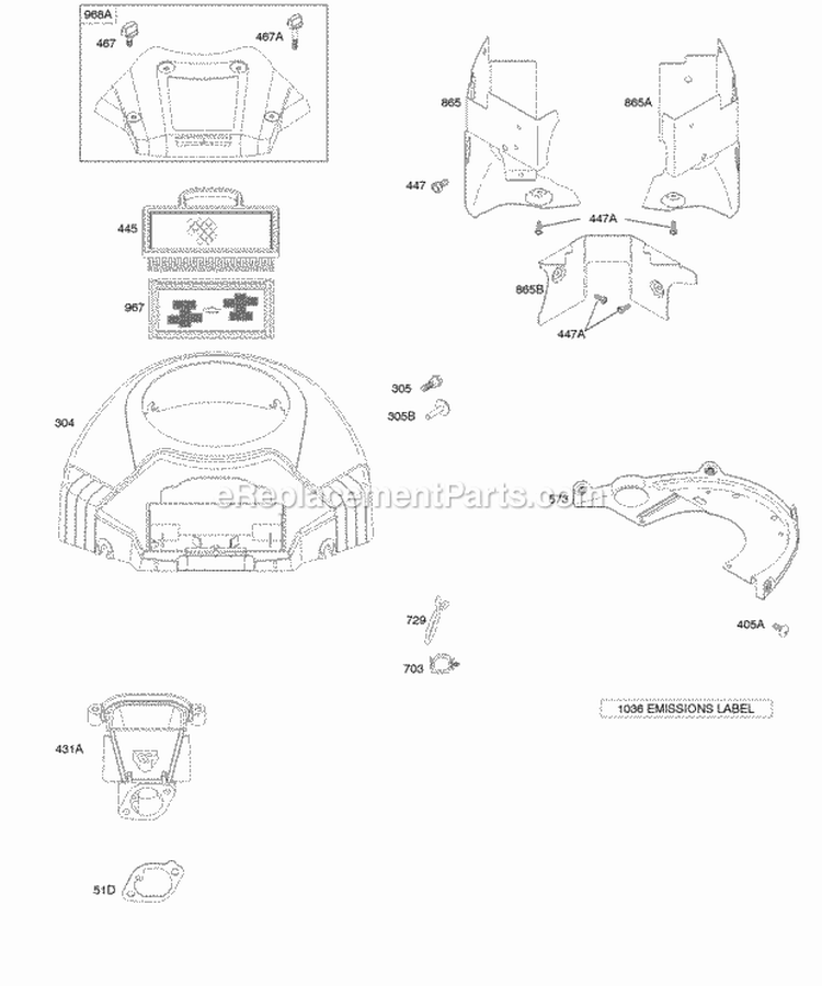 Air Cleaner Blower Housing Diagram and Parts List for 406677-0403-E1  Briggs and Stratton Engine